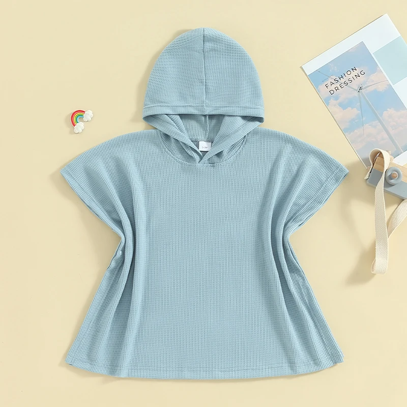 2-10Y Kids Swimwear Cover-ups Solid Color Hooded Beach Towel Bathing Suits Smock Boys Girls Beachwear kids swimsuits