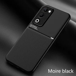 Ultra - Thin Magnetic Texture Leather Phone Case with Premium Back Cover Design - Oppo A5X (Moire Black)