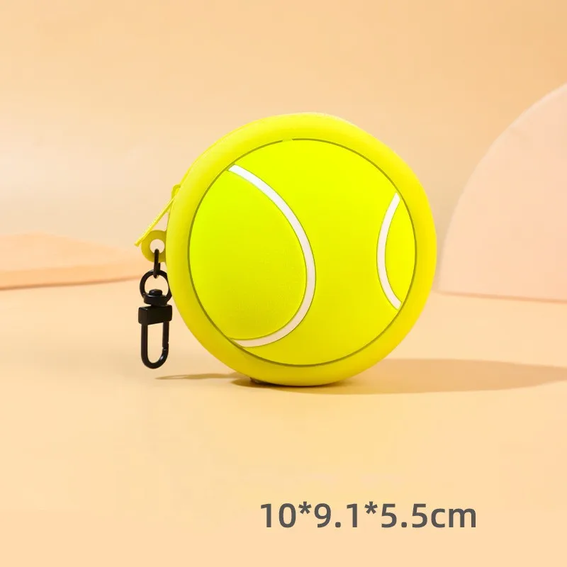 1Pcs Sports Silicone Earphone Protective Storage Pouch Children Cartoon Mini Ball Coin Purse Keychain Unisex Bag for Kids