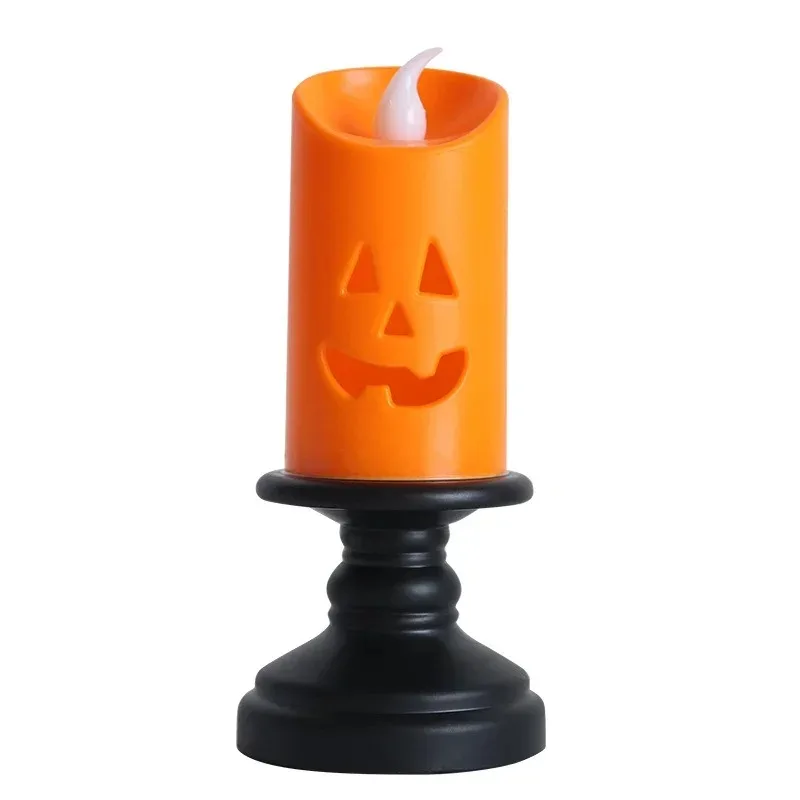 Plastic Orange Pumpkin LED Candle Holder Night Light