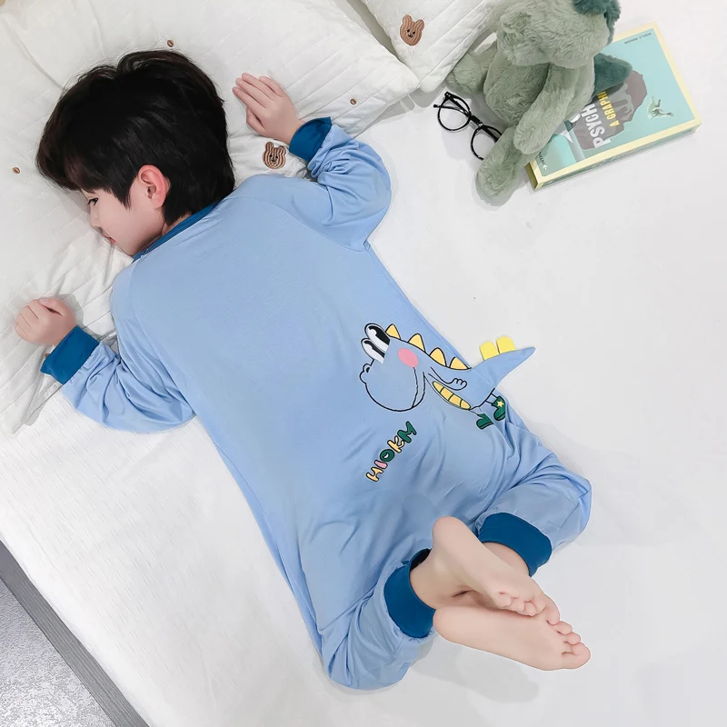 어린이 공룡 원지 잠옷 여름 모달 안티 킥 클라이밍 슈트 감기 예방 수면 가방 얇은