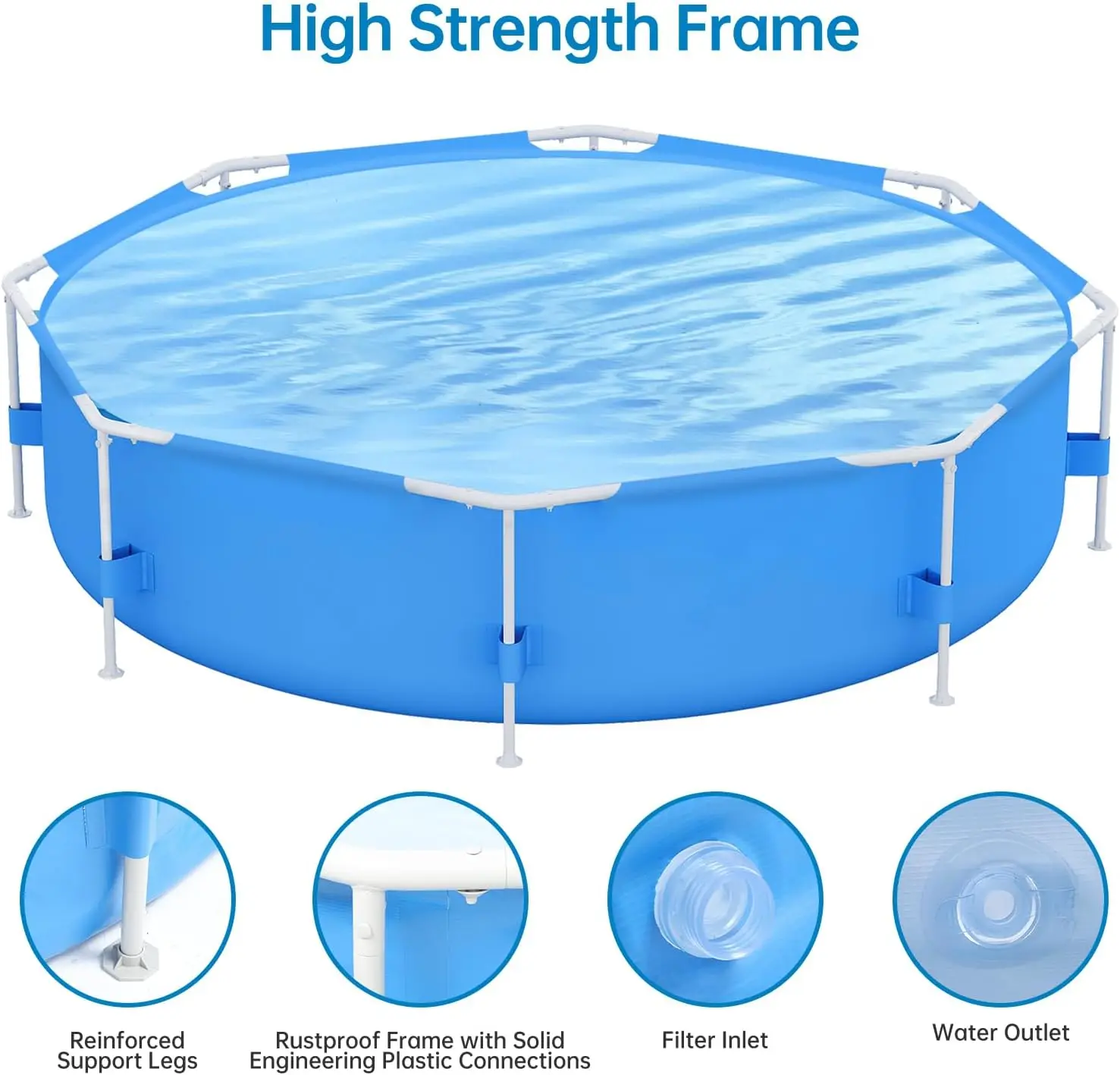10ft x 30in Outdoor Round Frame Above Ground Swimming Pool Set with Skimmer Filter Pump & Filter Cartridge Corrosion