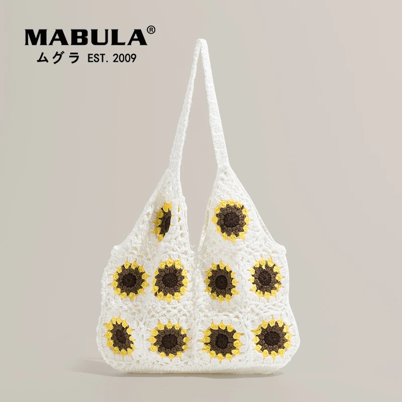 flower print crochet shopper bag