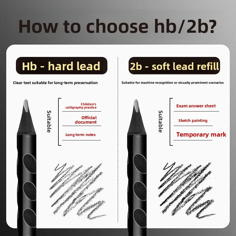 블랙 우드 홀 그립 연필 HB 2B 삼각형 자세 교정 배럴 초보자용 필기 드로잉 문구 안전 소재 연필