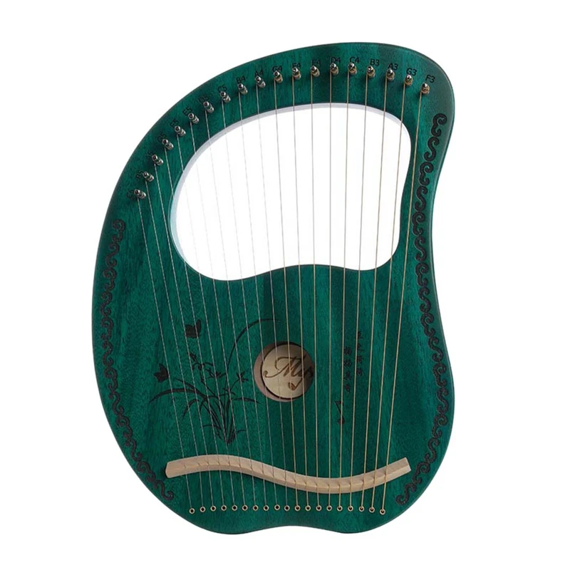 

19-Note Lyre Harp Mahogany Metal String Bone Saddle Lyre Harp With Tuning Wrench