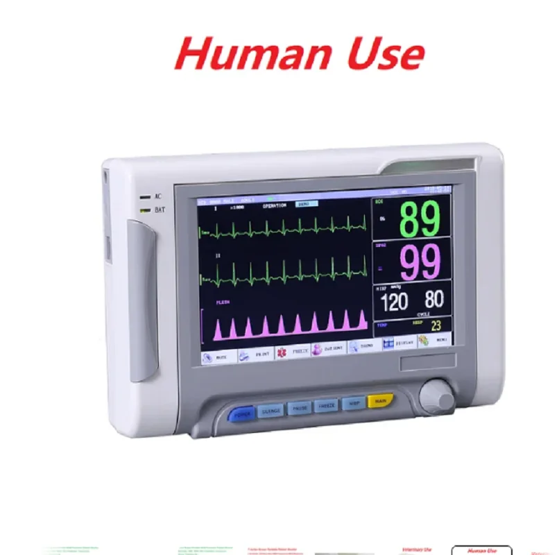 New Vital Signs Monitor 7 inch screen portable 6-Parameters Patient Monitor ECG/RESP/SPO2/NIBP/PR/TEMP