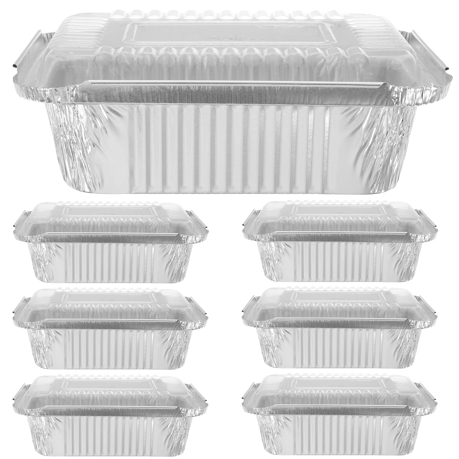 Disposable Containers 20pcs Disposable Aluminum Foil Pans Baking Pans Disposable Baking Takeout With Lid BBQ Accessories Food Storage Containers
