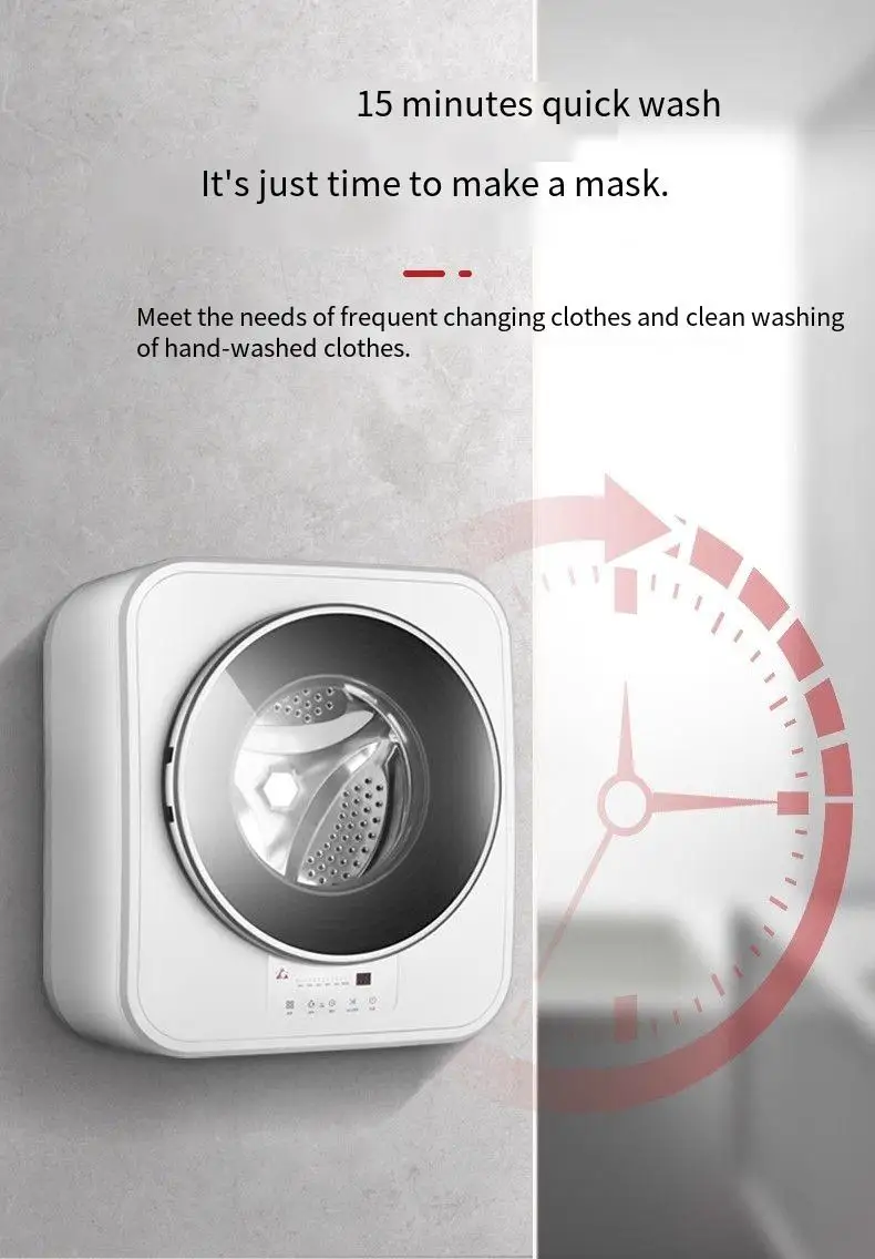 3KG small variable frequency washing machine fully automatic wall hanging drum baby mini washing and drying integrated 3
