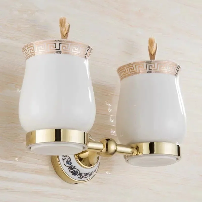 ZGRK Bath Hardware Sets Wall Mount Paper Roll Holder Toilet Gold Paper Holder Tissue Box Soap Dish Cup Hold Bathroom Accessories