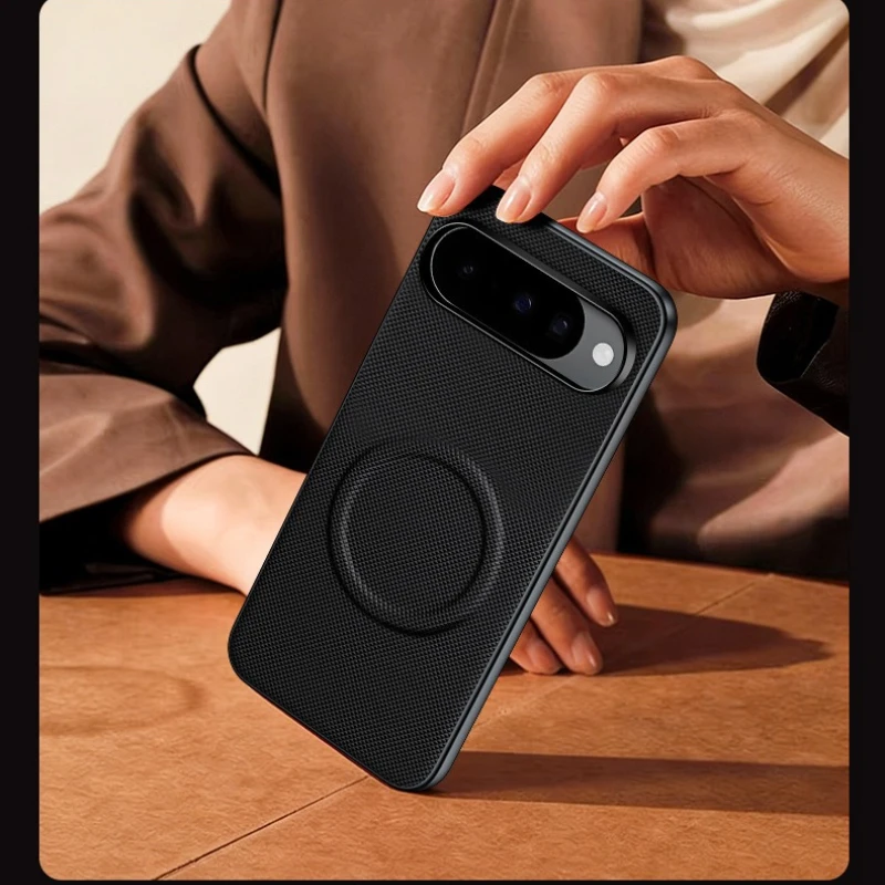 Sleek Matte Magnetic PU Leather Phone Case with Metal Lens Frame Cover