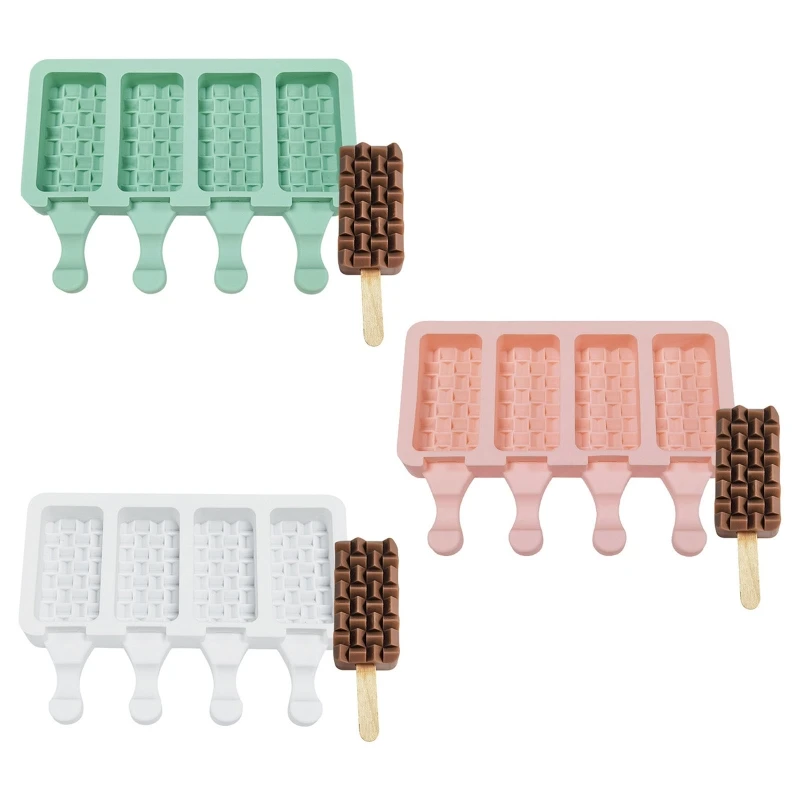 

4 Cell Weaving Popsicles Mold Non-stick Silicone Ice Cream Molds Homemade DIY