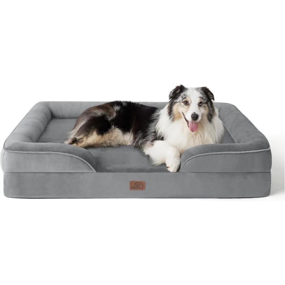 

Orthopedic Dog Bed for Extra Large Dogs XL Washable Dogs Sofa Beds Large,Waterproof Lining and Nonskid Bottom,Grey Kennelc