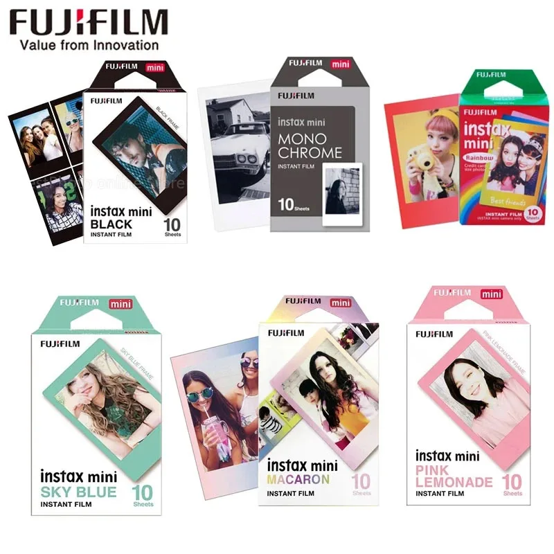 Fujifilm-papel fotográfico instantáneo Instax Mini 12, 11, 8, 9, película  Airmail Fuji para 70, 7s, 50s, 50i, 90, 25, Share SP-1, 2 cámaras Lomo, 10  hojas - AliExpress