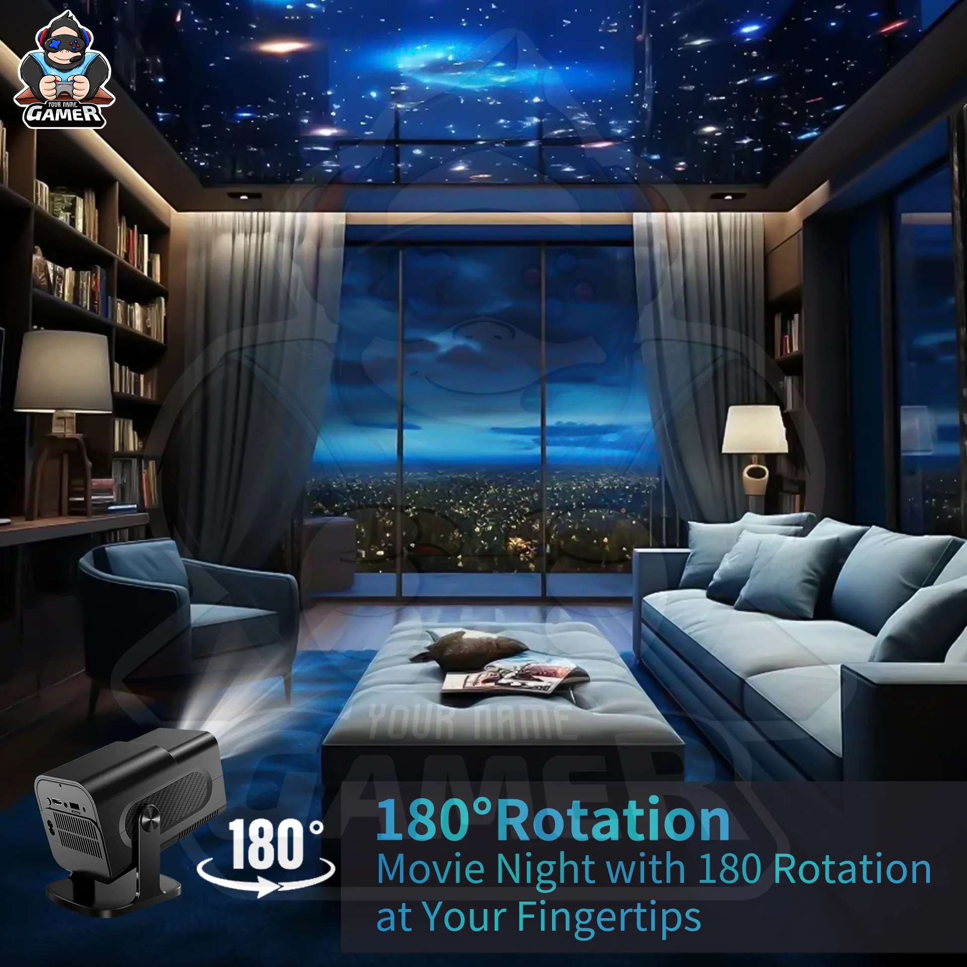 HCS350 PRO+ 3D HD portable Retro video game consoles projector smoothly without buffering for Android WIFI6 dual system gaming