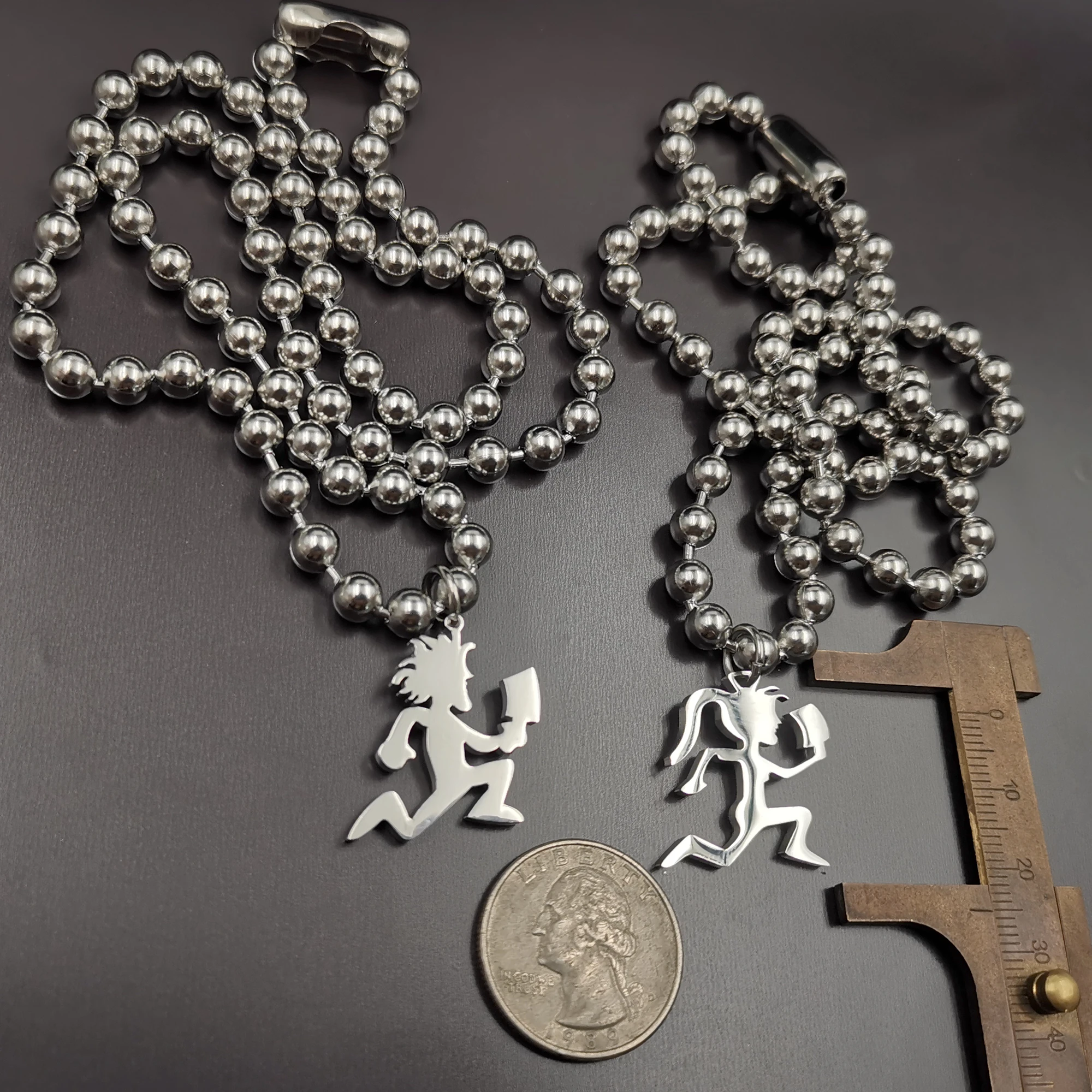 Choose ICP Hatchetman Necklace Juggalo Juggalette Charm Stainless Steel 1inch Hatchetman Pendant Necklace Beads Chain 6mm 24inch 4