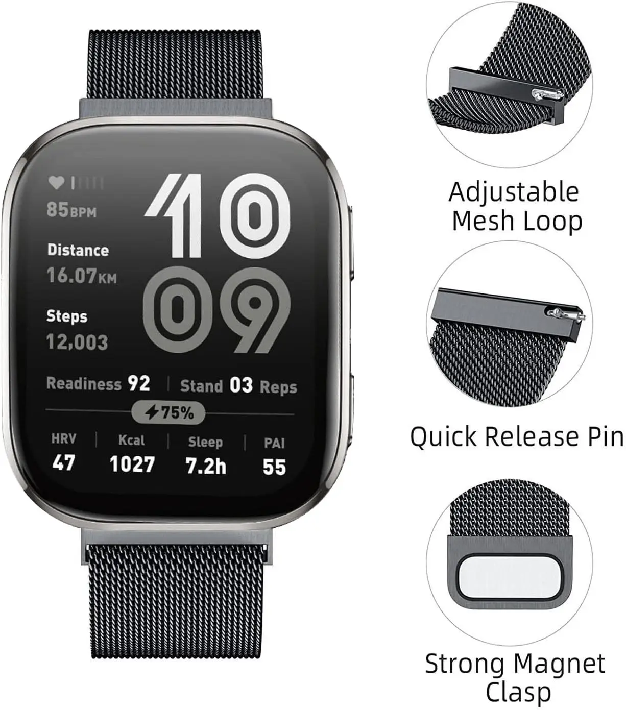 Sleek 22mm Milanese Loop Magnetic Band in Silver