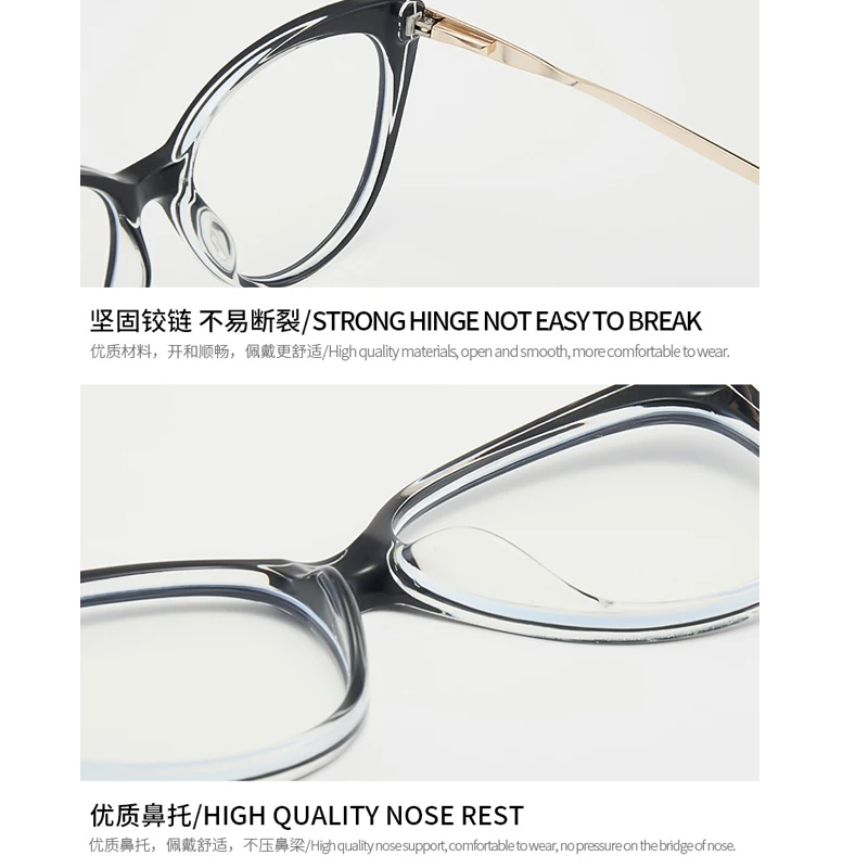 Custom TR90 metal spring leg retro female cat eye occhiali da