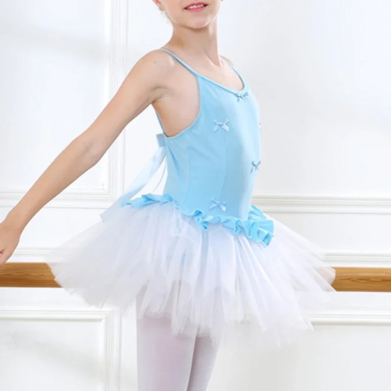 Kids Girls Ballet Dance Dress Camisole Bowknot Gymnastics Leotard Tutu Skirt Ballerina Dancewear Children Performance Costumes ballet dress,girls dance costumes