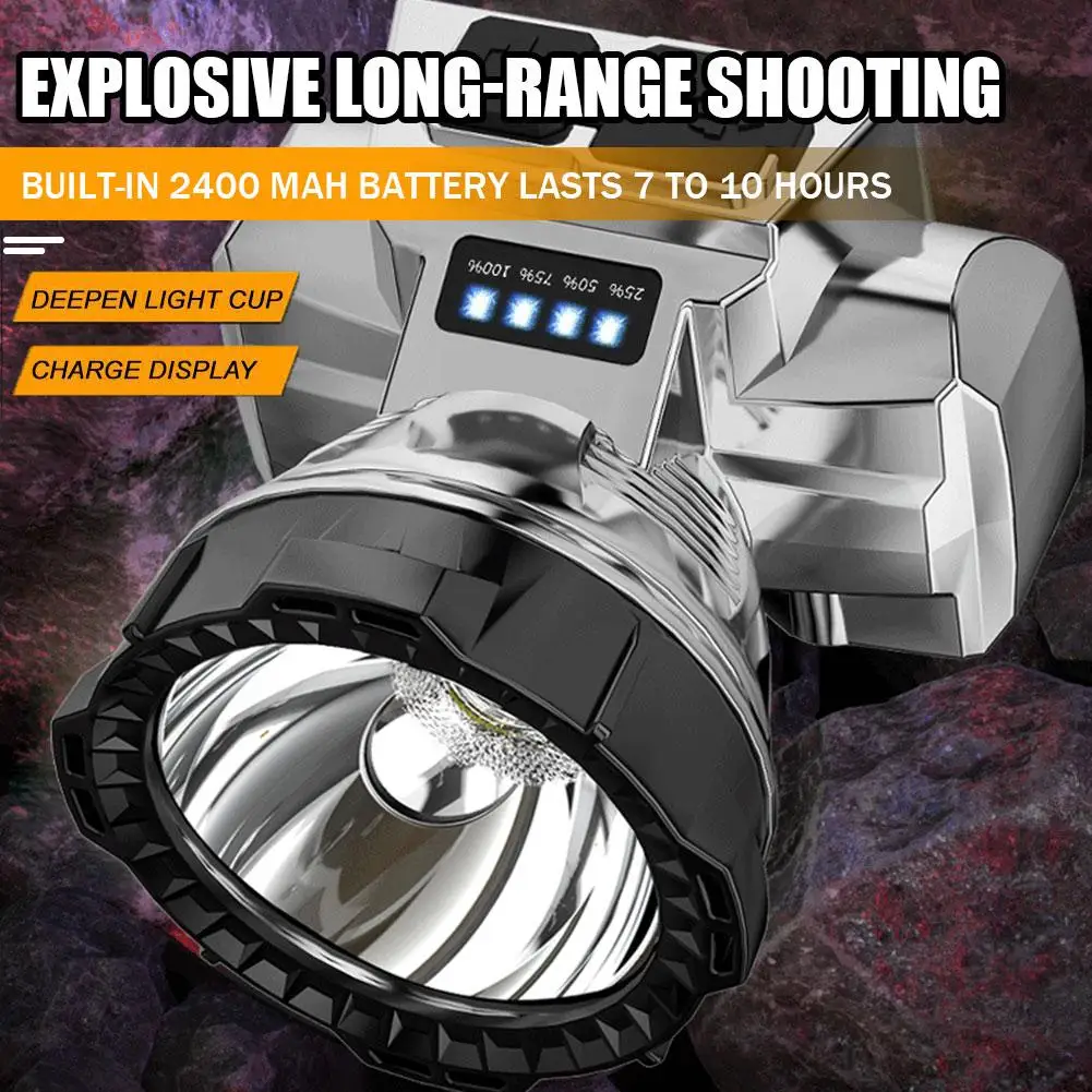 

LED Headlamp Strong Light Long-Range Large Light Camping 2400 Night Lamp Miner's Light Work Fishing Light Headlight mAh A9U9