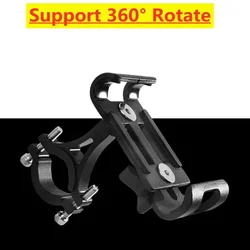 Universal 360° Rotating Aluminum Alloy Bike Phone Holder - Anti-Slip GPS and Smartphone Mount (Black 360 Rotation)