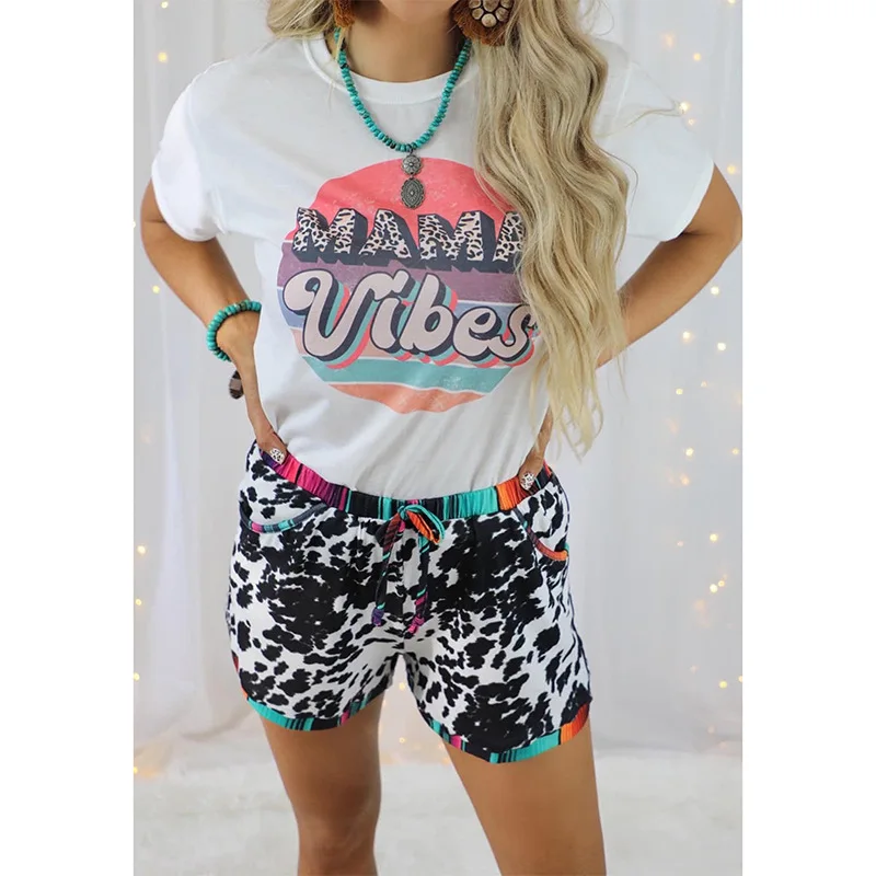 Summer Women's 3-minute Shorts Leopard-print Splicing Sports Casual Independent Station Shorts Women Korean Reviews Clothes