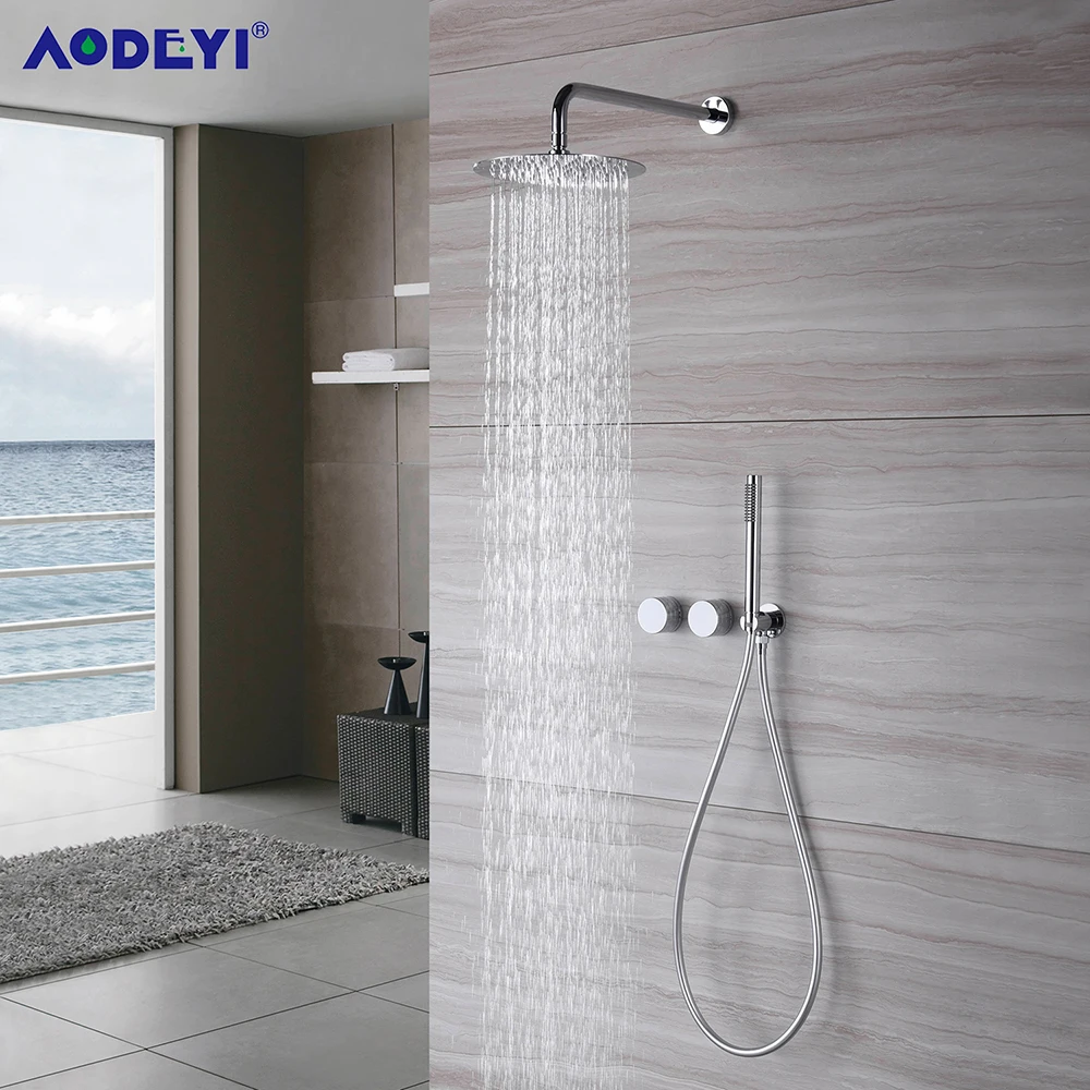 Brass Bathroom Shower System Set Polish Hot And Cold Faucet Bath Mixer