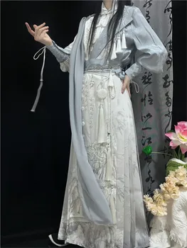 A new Chinese-style Hanfu dragon pattern skirt long-sleeved shirt set