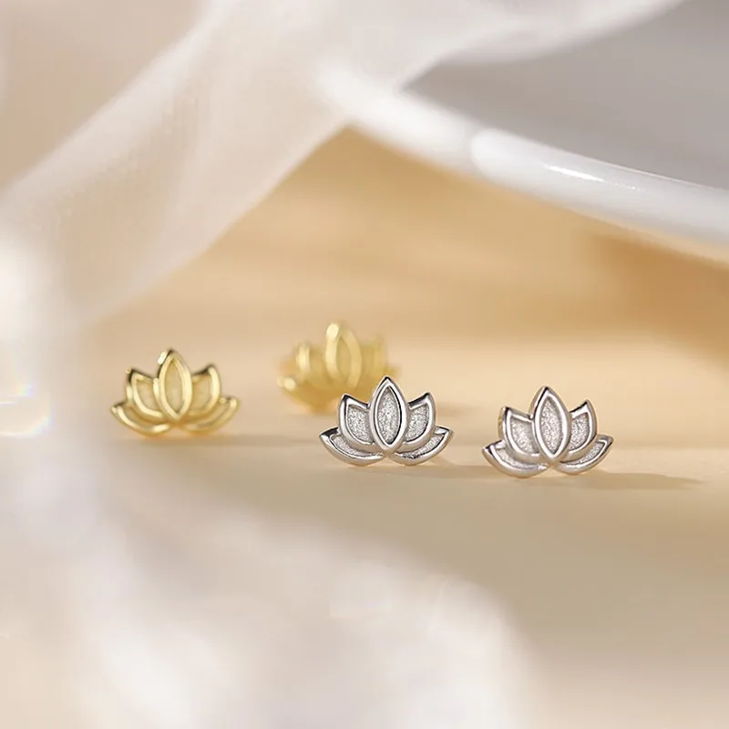 Серьги-гвоздики в виде цветка лотоса для женщин и девочек