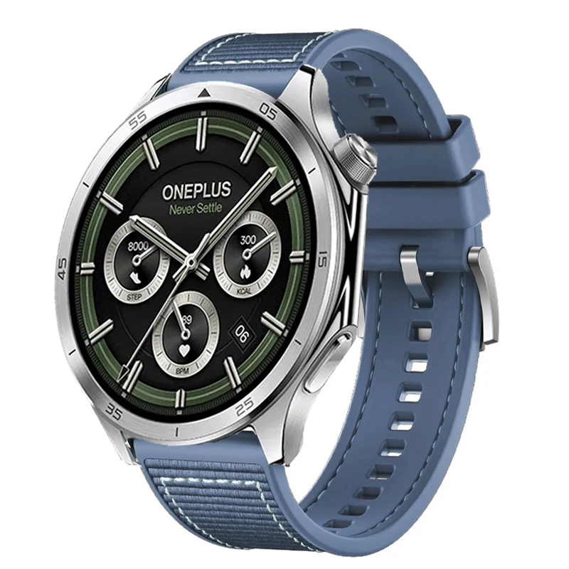 Durable Nylon+Silicone Sport Strap, 22mm Adjustable Bracelet