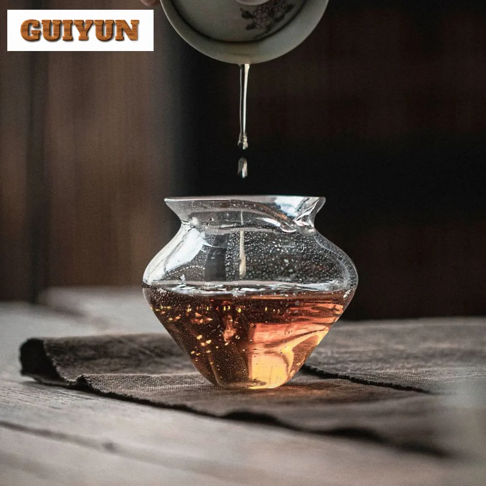 180ml Handmade Blown Sodium Calcium Glass Tea Pitcher Creative Serving Cup Cha Hai Household Justice Cup Teaset Craft Supplies