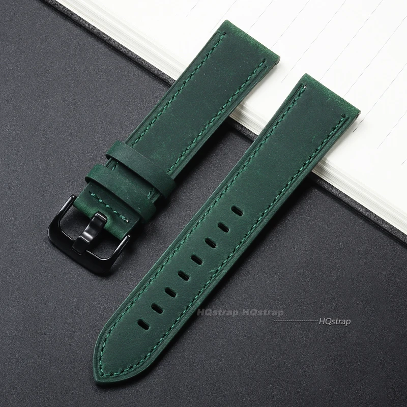 Vintage Leather Watch Strap - Universal Cowhide Watchband for Women & Men in Black, Blue, Brown