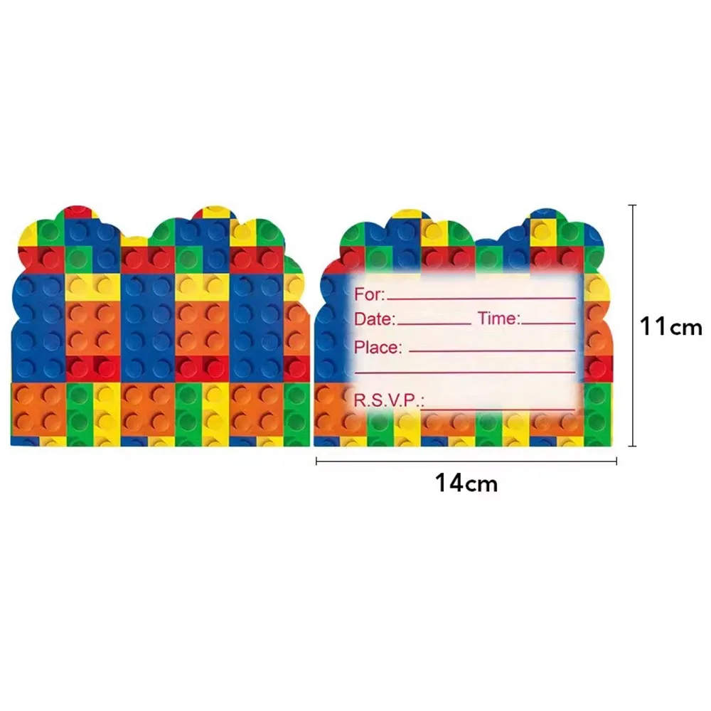 Set Stoviglie Compleanno A Tema Blocchi - 16 Porzioni, Con Piatti, Tazze, Tovaglioli E Tovaglia - Foto 5