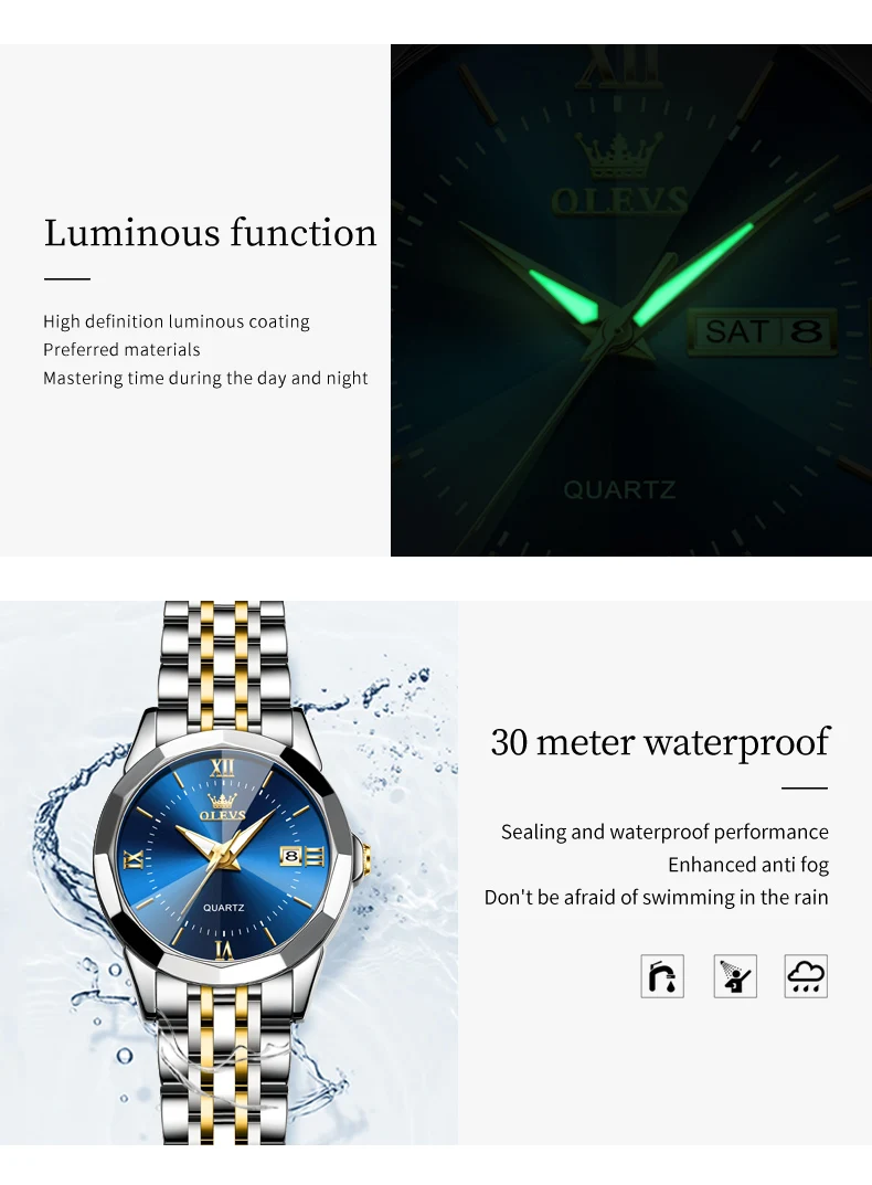 Olevs 9989 Couple Watch description image 12