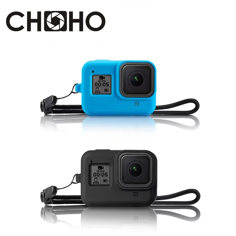 Coque Silicone + Sangle pour GoPro Hero 8 Noir - Protection Anti-Rayures