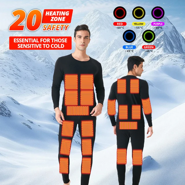 New 24 Areas Heated Underwear Suit Smart Phone APP Control Temperature USB Battery Powered Winter Thermal Outdoor Ski Jacket 1