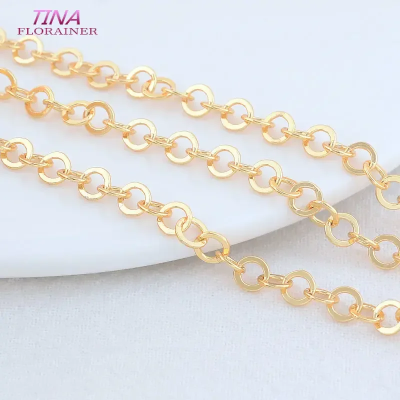 5*5MM 4MM 18K Goldfarben plattierte Messing-Rundkette für die Schmuckherstellung, DIY-Halsketten, Armbänder, Schmuckherstellungszubehör