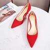 Comfort 5CM Thin High Heels Office Pointed Red Single Shoes Outdoor Walking Daily Women's Shoes Plus Size 46 Woman Suede Pumps 3