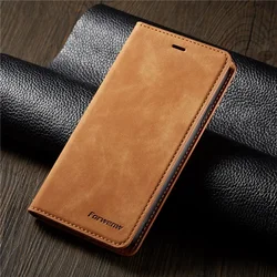Luxury Leather Flip Wallet Phone Case with Bracket Cover - Fashion Design - Note 10 Lite (Brown)
