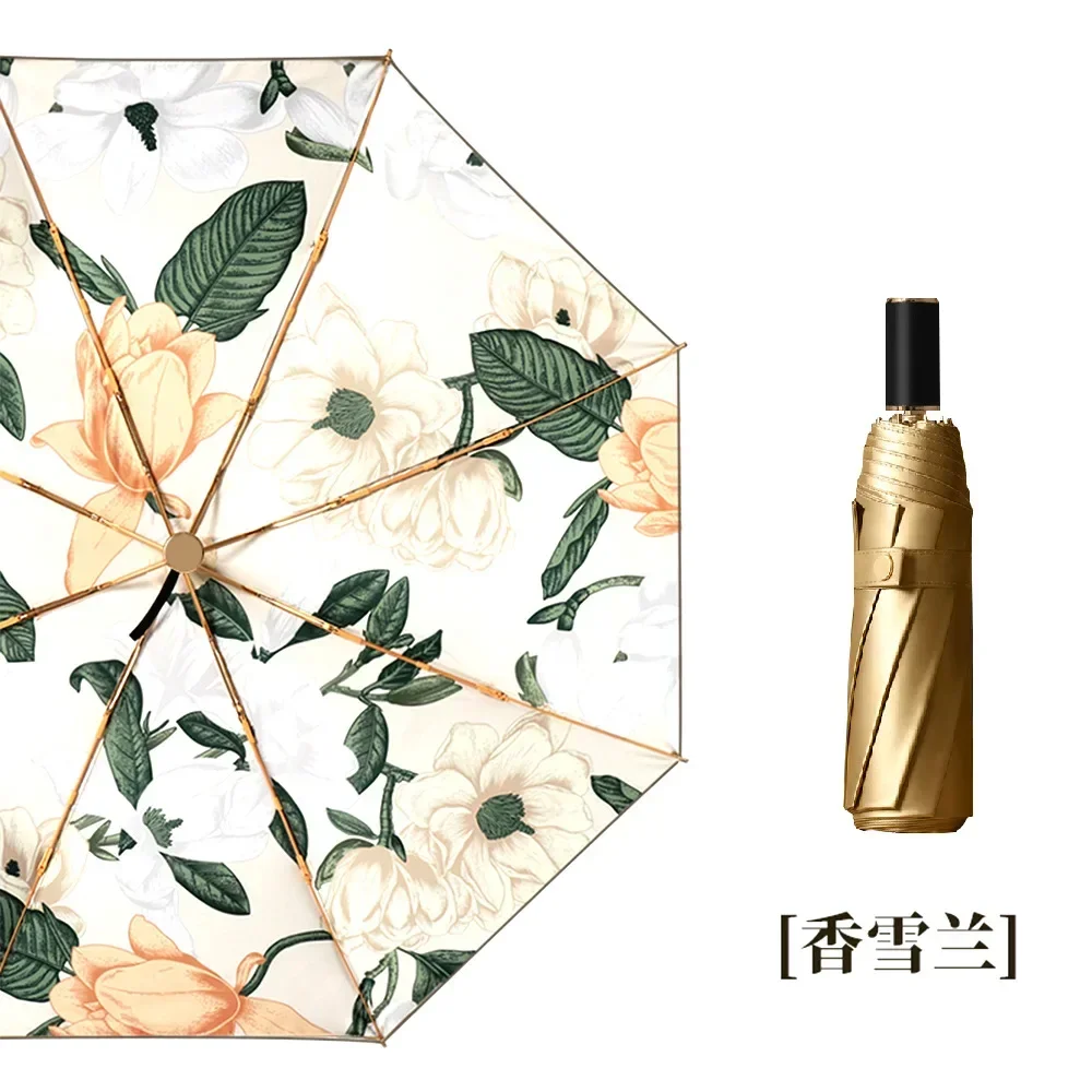 Titanium Gold Double Layer Umbrella Sun UV Protection Sunshade Rainproof 3 Folding Sunny and Rainy Umbrellas for Women Men mini umbrella folding umbrella automatic umbrella mini sun umbrella wind resistant umbrella sun umbrella automatic sun umbrella windproof umbrella manual umbrella reverse folding umbrella