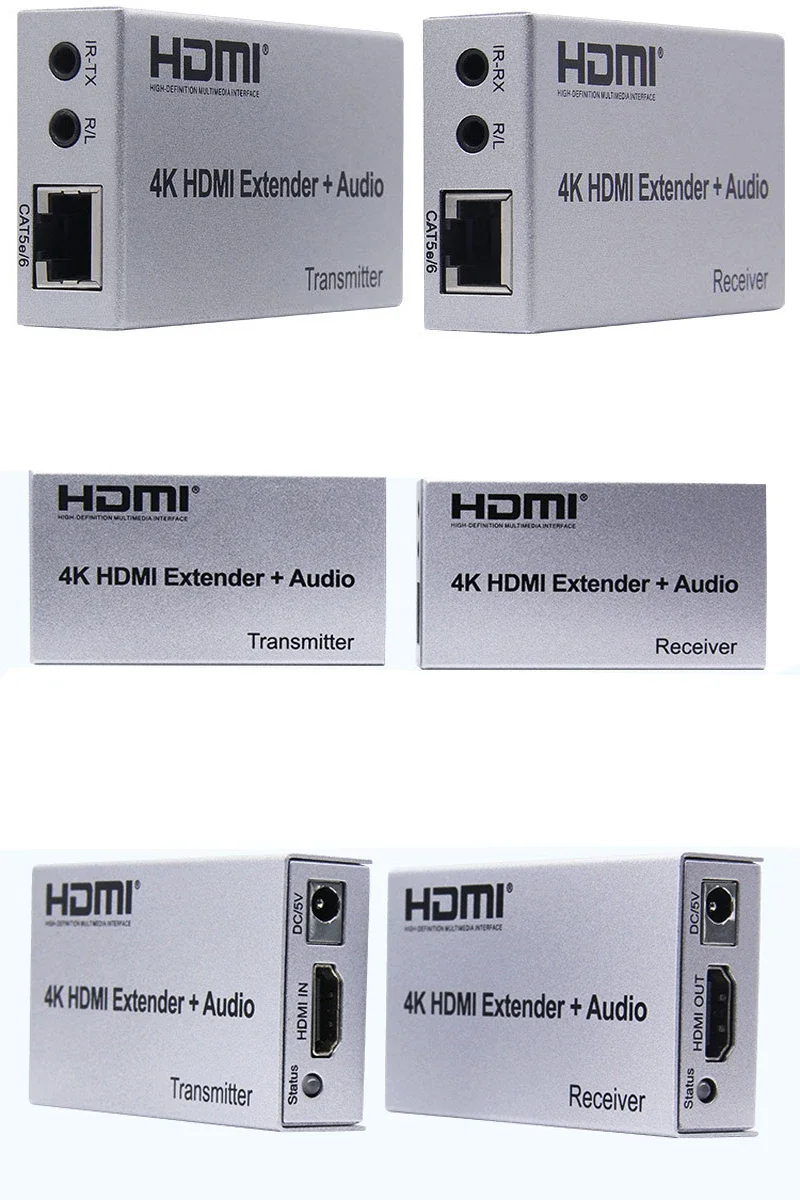 

60M 100M HDMI Extender 4K 1080p HDMI Transmitter Receiver kit Over Cat 5e CAT6 RJ45 Ethernet Cable Converter Laptop PC To TV