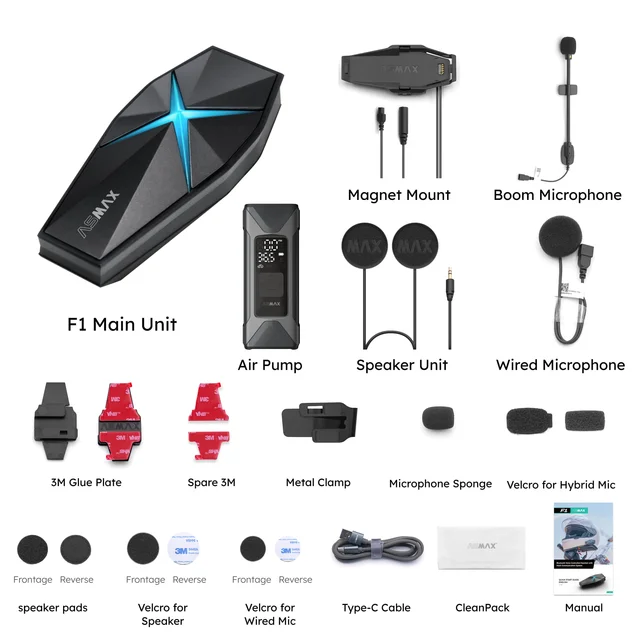 バイク インカム ASMAX F1 2台セット最大10人同時通話 AS MAX F1 インカム Dual pack ASMAX F1 バイク インカム 日本語音声