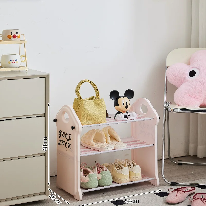 מדף נעליים דורמיטורי קטן פשוט מדף נעליים מרובה שכבות עמיד באבק ארון נעליים בדלת מדף אחסון נעליים חמוד