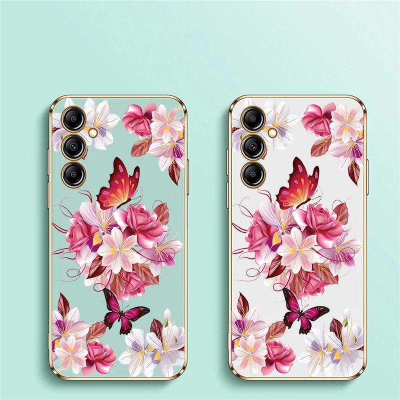 Elegant Flower Butterfly Plating Soft Silicone Phone Case