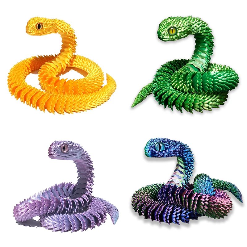 3D Printed Snake Movable Joint Simulation 3d Printed Figures NewYear Decoration 2025 Traditional Table 3d Ornament For Kids Gift 5