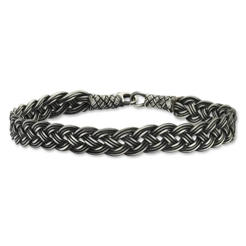 

Silver 925 Sterling Oxidized Kazaziye Hand Knitting Bracelet