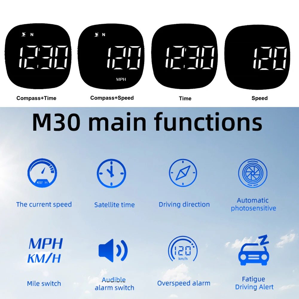 Wisfunlly Head Up Display G10, Digital GPS Speedometer Universal Car HUD  Speedometer Display Speed with Speed MPH/Compass Direction/Fatigue Driving  Reminder/Overspeed Alarm for All Vehicle price in Saudi Arabia,   Saudi Arabia