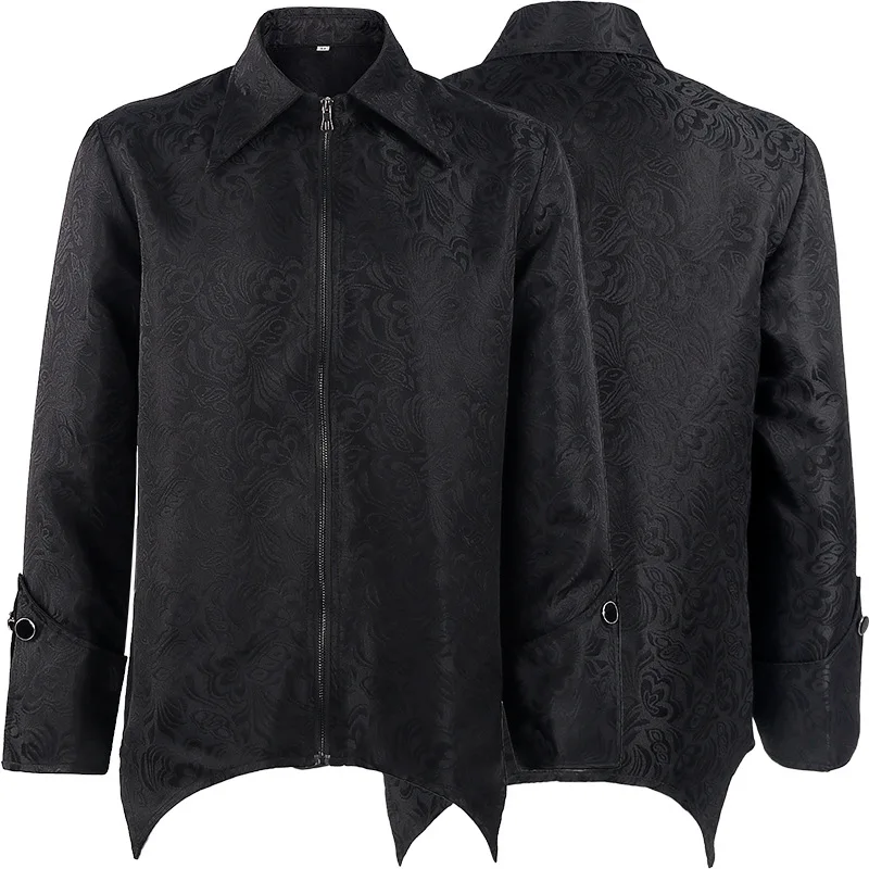 

Рубашка мужская с длинным рукавом, модная блуза в готическом стиле, на молнии, винтажная Повседневная Блузка