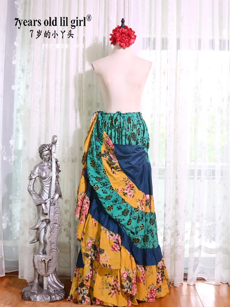 Jupe Longue Panneaux 8 Pétales TMS Chiffon, Danse Orientale, Tribale, Gitan, 99 Couleurs