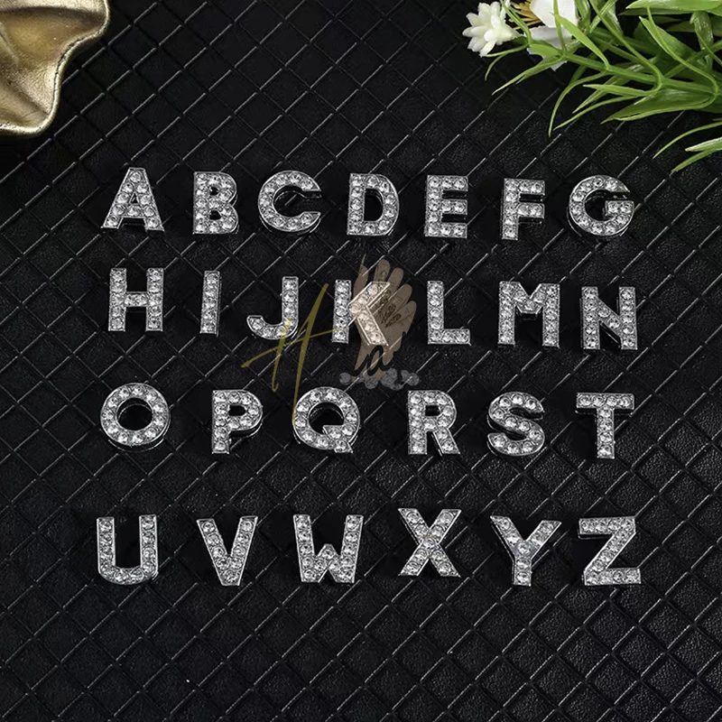 3D Letter Nail Charms Luxury Alloy Alphabet Rhinestones Nail Art Acrylic Tips Decoration Accessories 3