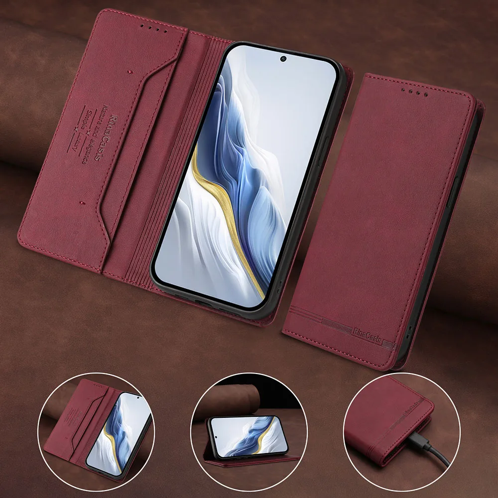 Magnetic Leather Wallet Flip Phone Case - Elegant Back Cover